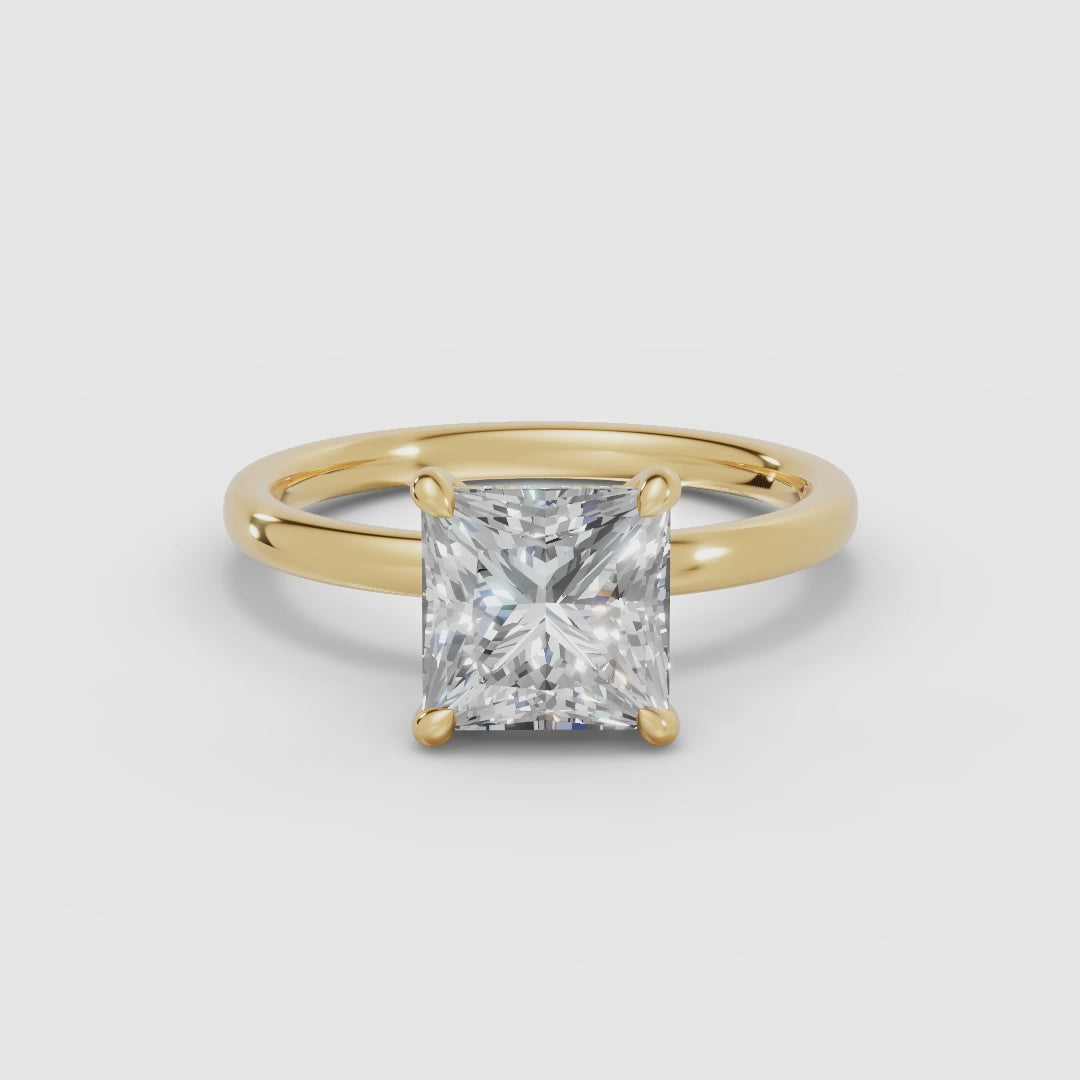 THEIA | Anillo solitario halo escondido princesa