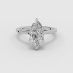 Anillo de compromiso MAGNOLIA marquesa solitario engaste floral en oro blanco - vídeo