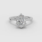 Anillo de compromiso MAGNOLIA oval solitario engaste floral en oro blanco - vídeo