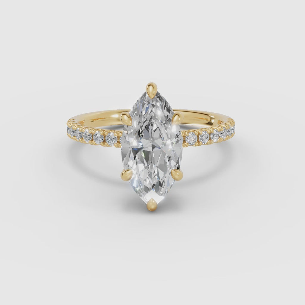 Solitärring mit Marquise-Schliff, Halb-Pavé | AURORA