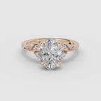Anillo de compromiso JASMINE oval clúster en oro rosa - vídeo