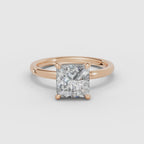 Vídeo 360° del anillo de compromiso THEIA solitario halo escondido princesa en oro rosa