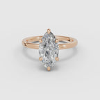 Vídeo 360° del anillo de compromiso THEIA solitario halo escondido marquesa en oro rosa