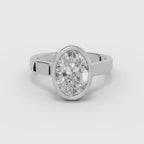 Vídeo 360° del anillo de compromiso HERA solitario oval biselado en oro blanco