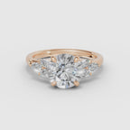 Vídeo 360° del anillo de compromiso VESTA brillante clúster en oro rosa