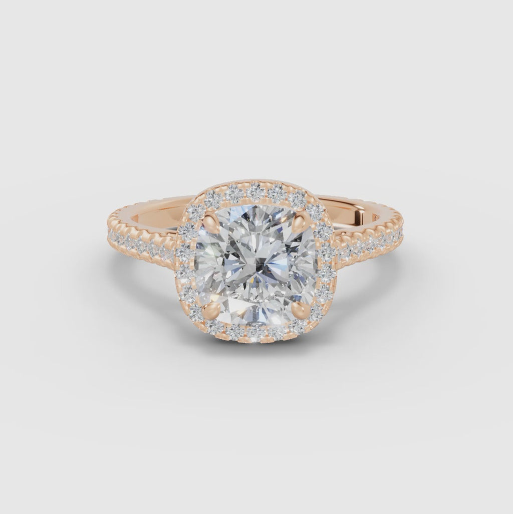 HELIA | Anillo halo cojín con catedral