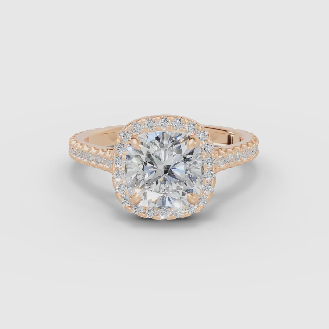 HELIA | Anillo halo cojín con catedral