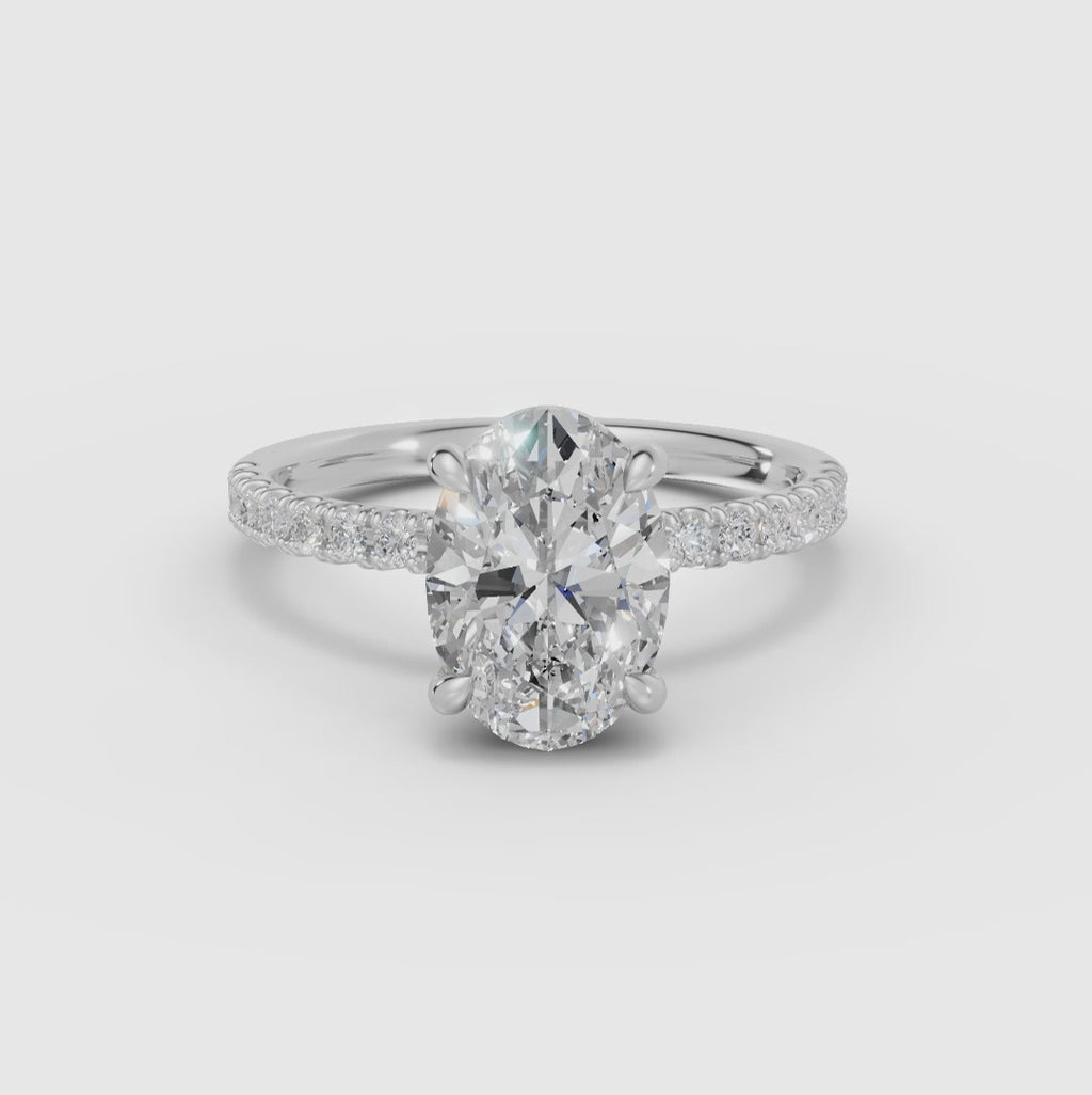 AURORA | Anillo solitario corte oval medio pavé