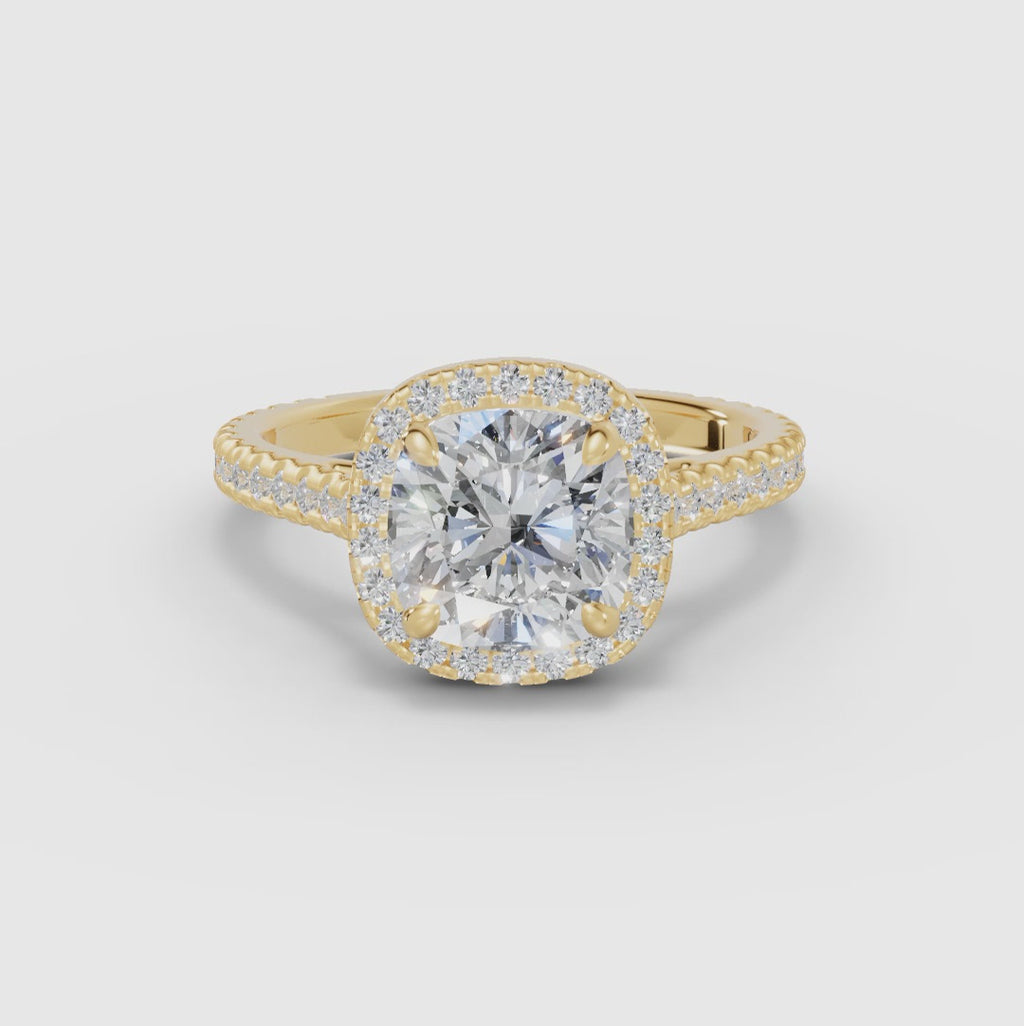 HELIA | Anillo halo cojín con catedral