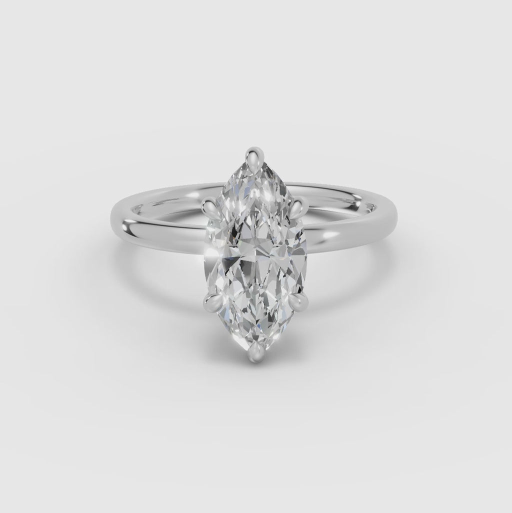 Versteckter Marquise-Halo-Solitärring | THEIA