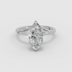 Vídeo 360° del anillo de compromiso THEIA solitario halo escondido marquesa en oro blanco