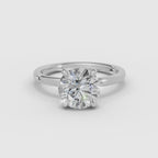 Vídeo 360° del anillo de compromiso THEIA solitario halo escondido brillante en oro blanco