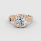 Vídeo 360° del anillo de compromiso HERA solitario brillante biselado en oro rosa