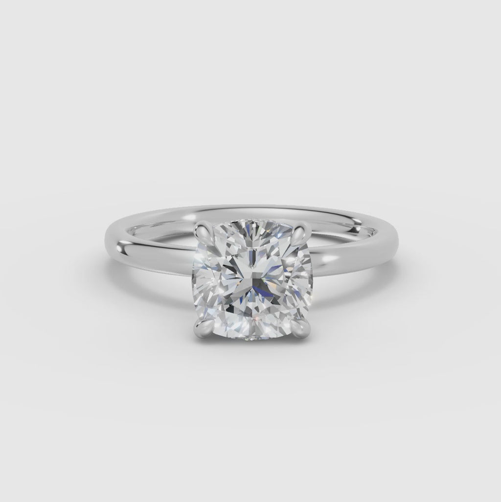 THEIA | Anillo solitario halo escondido cojín