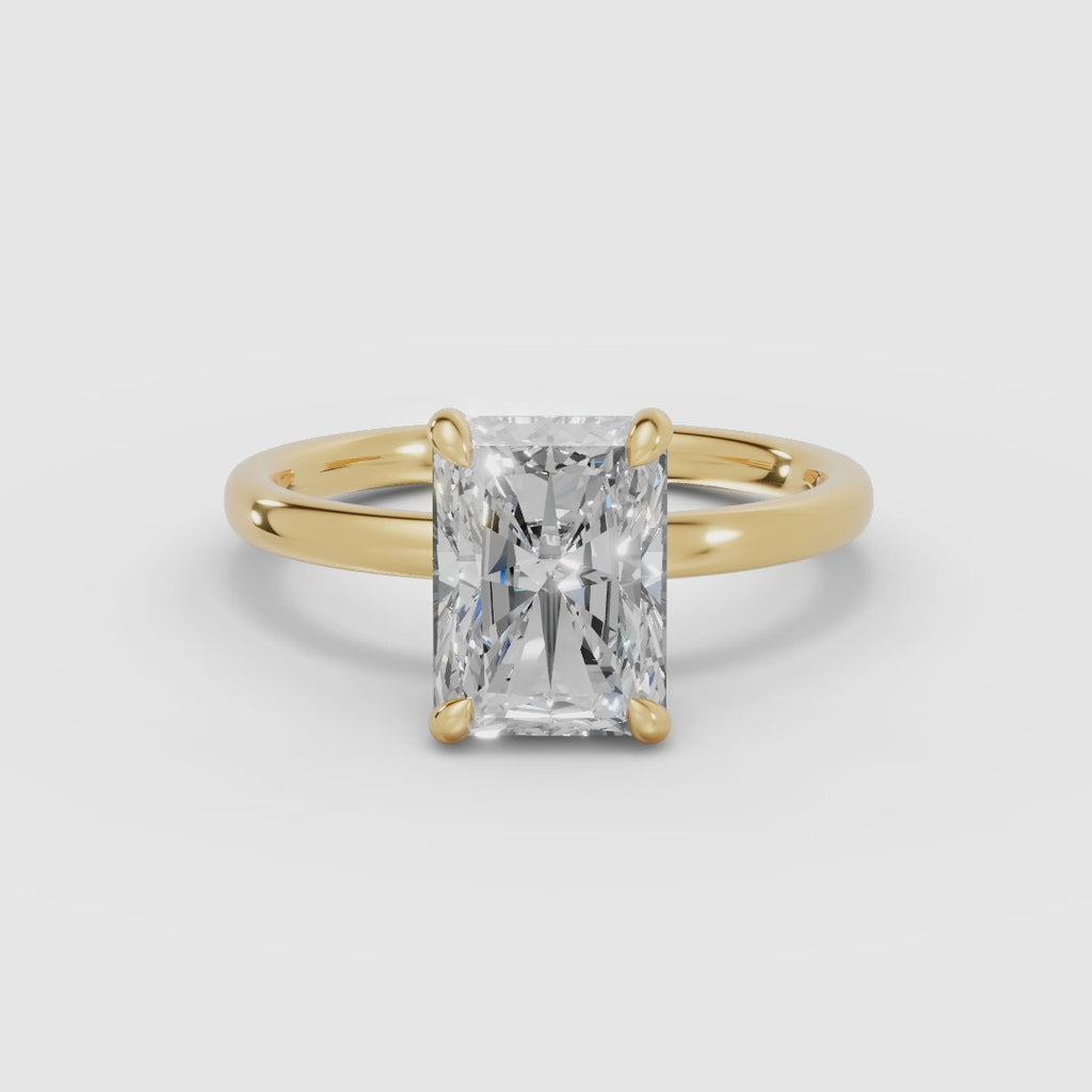 THEIA | Anillo solitario halo escondido radiante