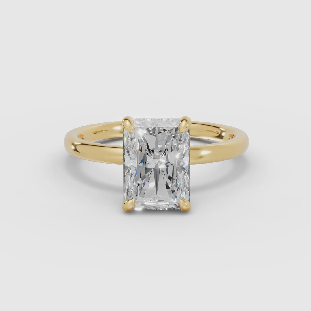 THEIA | Anillo solitario halo escondido radiante