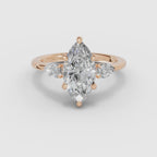 Vídeo 360° del anillo de compromiso ELARA trilogía marquesa en oro rosa