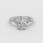 Anillo de compromiso JASMINE oval clúster en oro blanco - vídeo