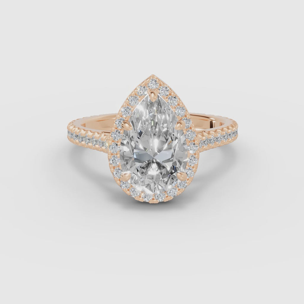 HELIA | Anillo halo pera con catedral