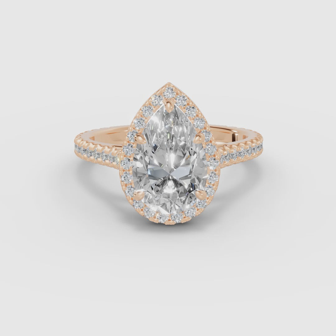 HELIA | Anillo halo pera con catedral