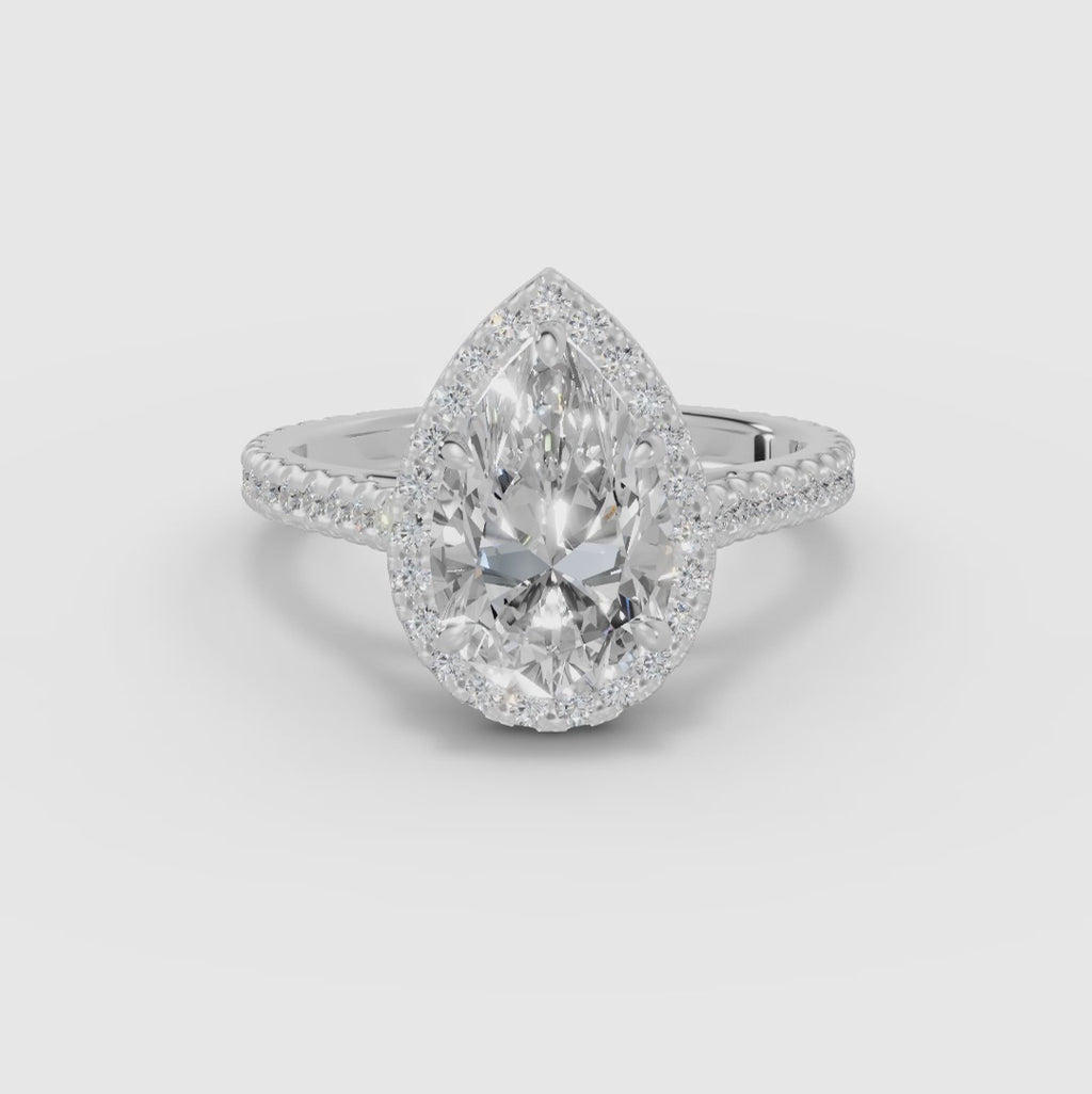 HELIA | Anillo halo pera con catedral