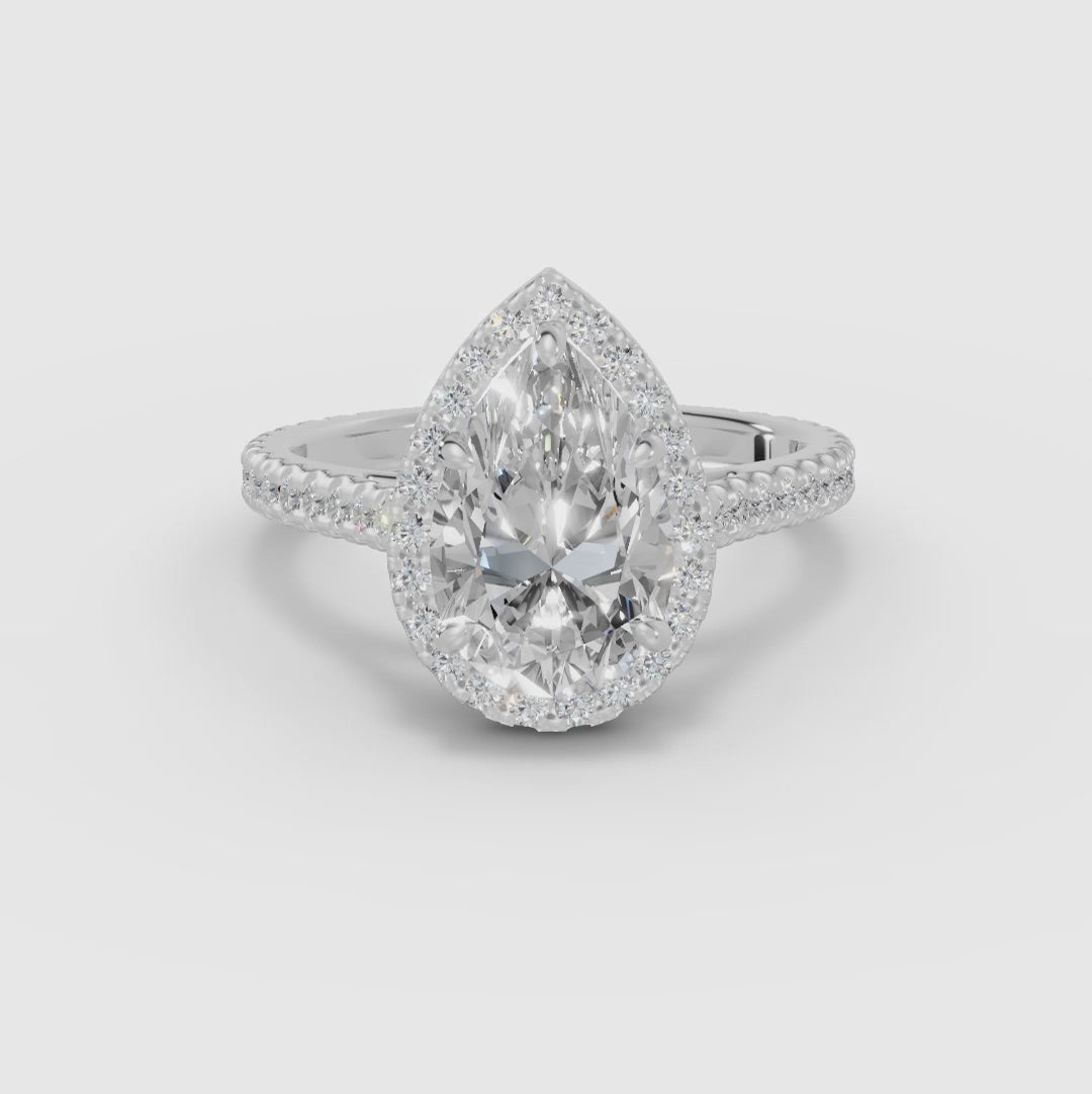 HELIA | Anillo halo pera con catedral