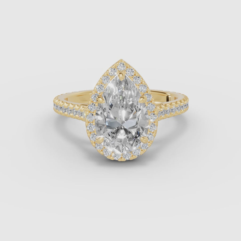 HELIA | Anillo halo pera con catedral