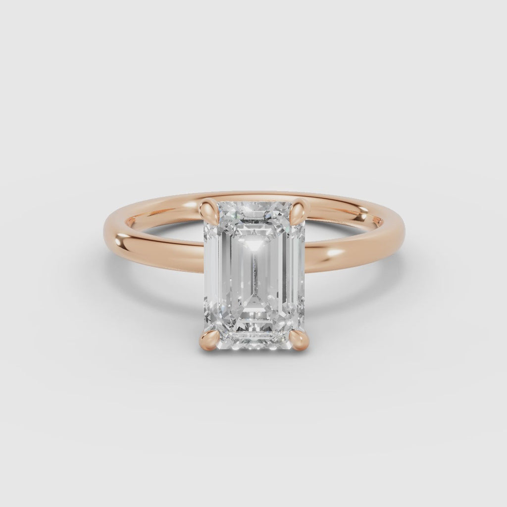 Anillo solitario halo escondido esmeralda | THEIA