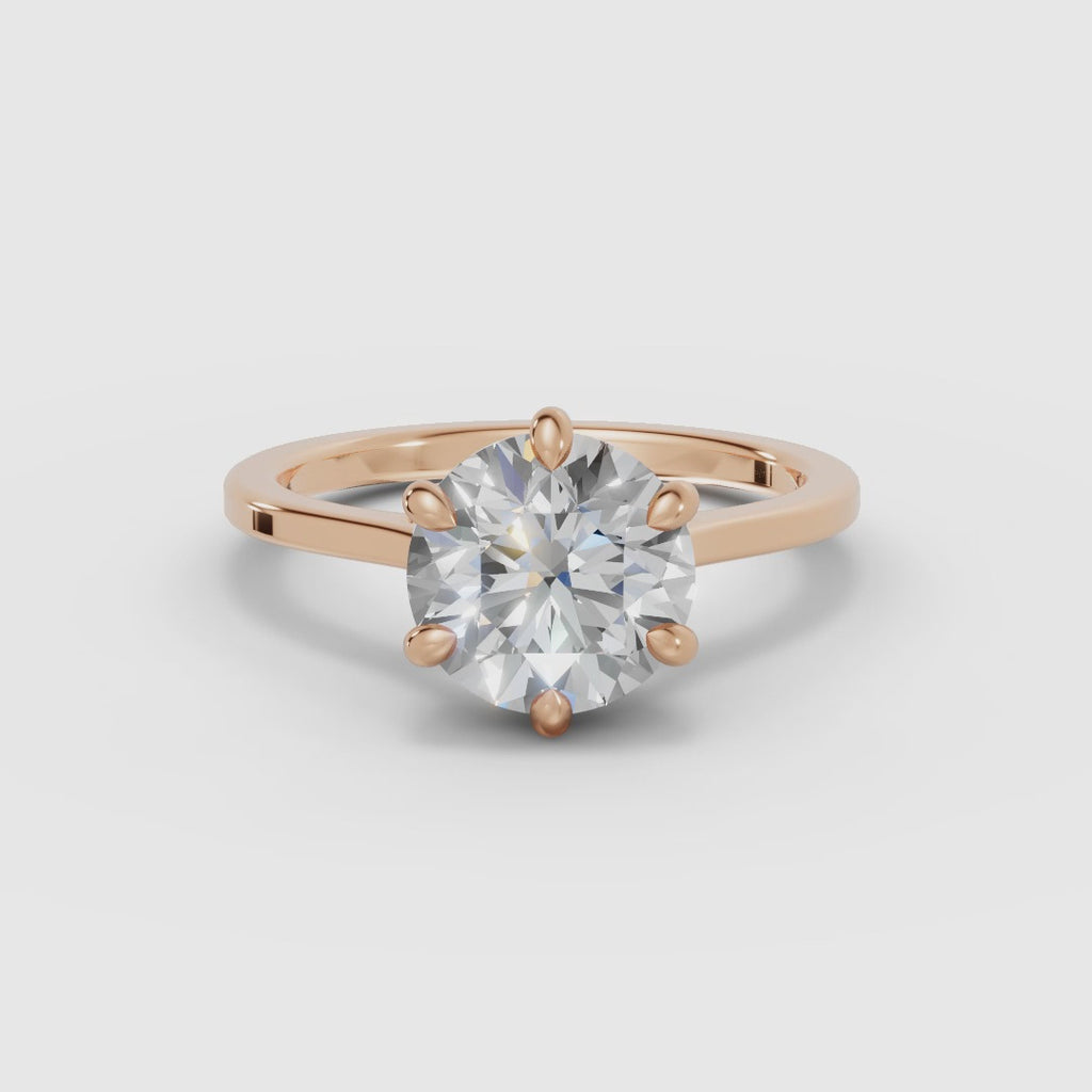 MAGNOLIA | Anillo solitario brillante engaste floral