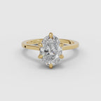 Anillo de compromiso MAGNOLIA oval solitario engaste floral en oro amarillo - vídeo