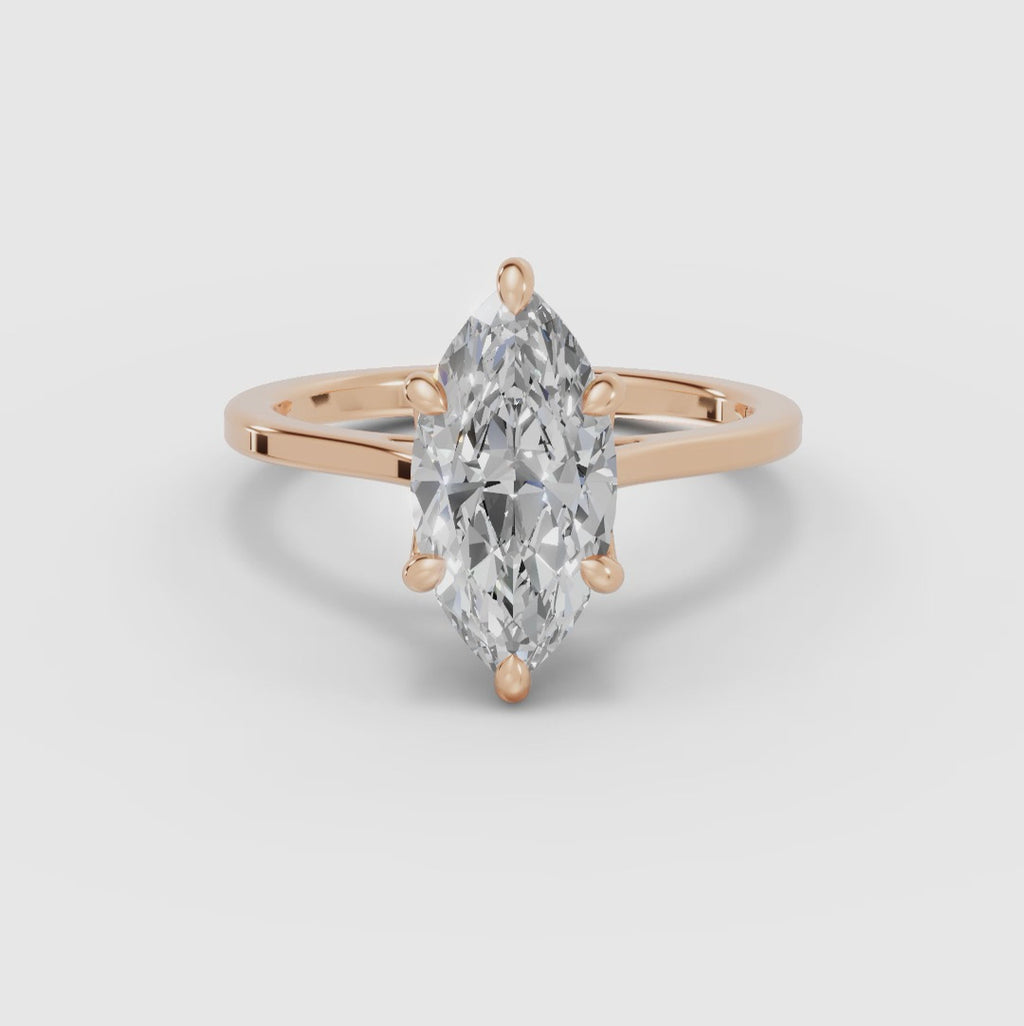 Marquise-Solitärring mit Blumenfassung | MAGNOLIA