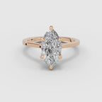 Anillo de compromiso MAGNOLIA marquesa solitario engaste floral en oro rosa - vídeo