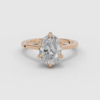Anillo de compromiso MAGNOLIA oval solitario engaste floral en oro rosa - vídeo