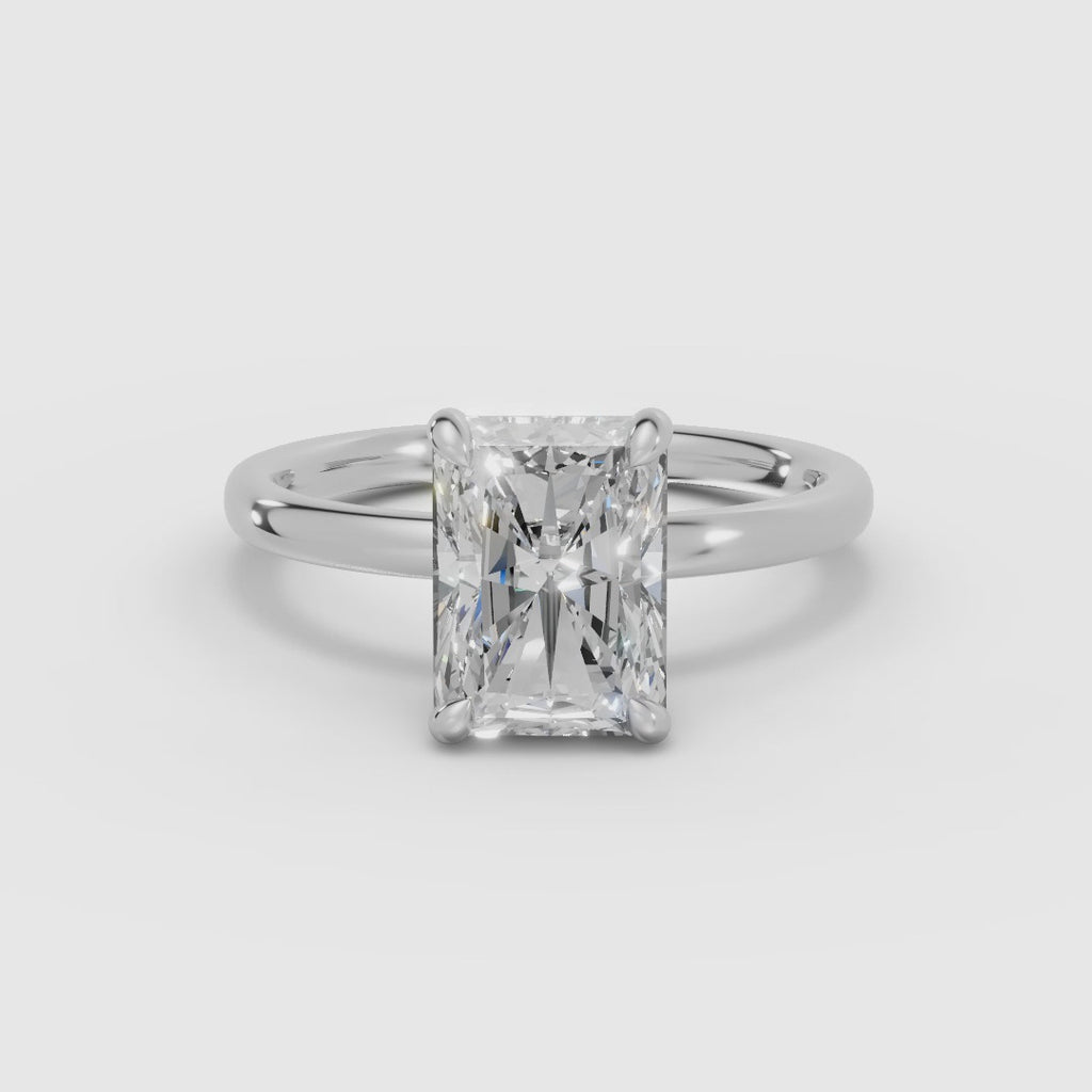 THEIA | Anillo solitario halo escondido radiante