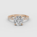 Anillo de compromiso AURORA brillante solitario medio pavé en oro rosa - vídeo