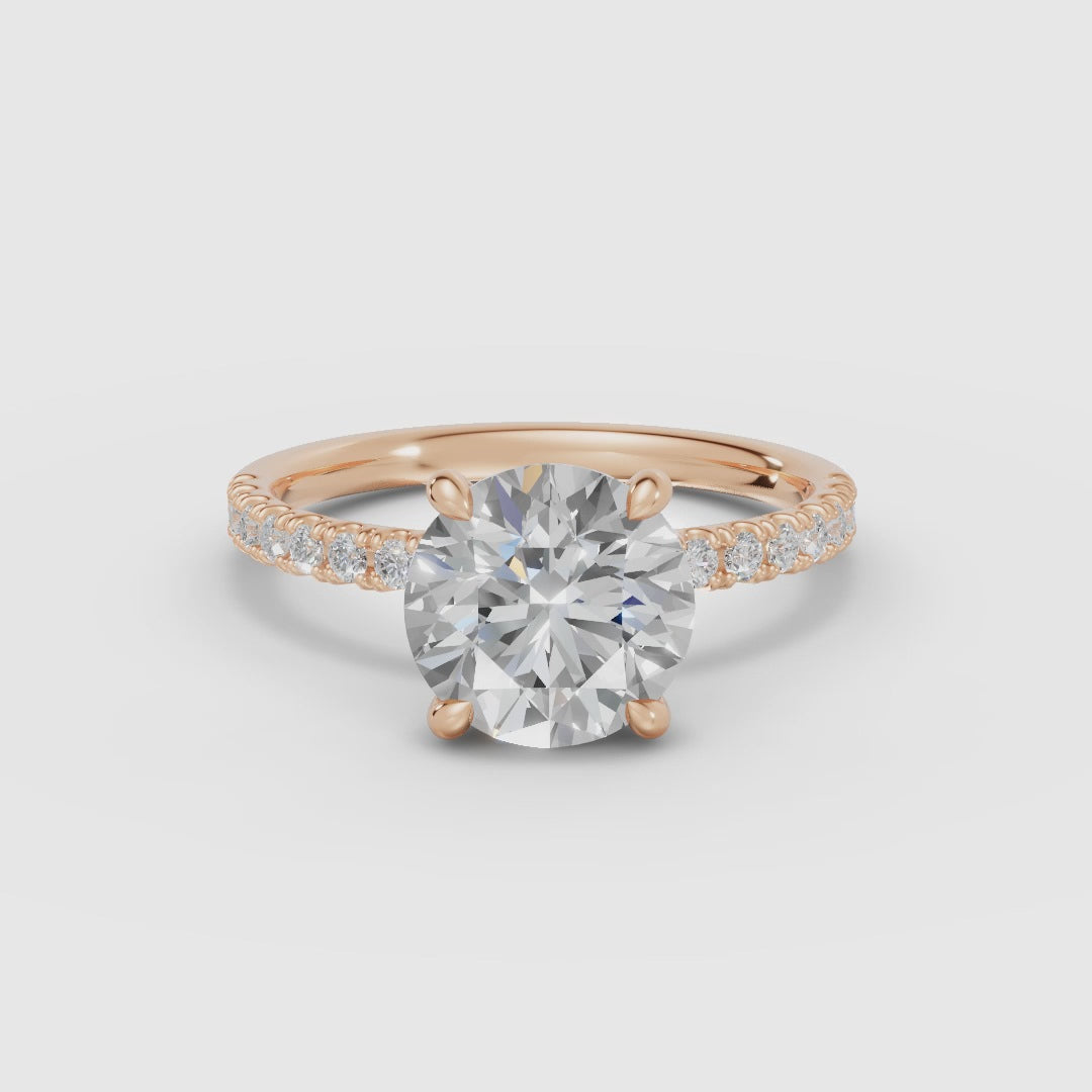 AURORA | Anillo solitario corte brillante medio pavé