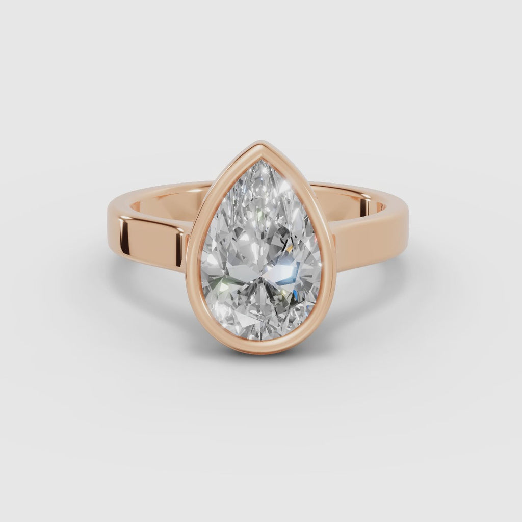 Anillo solitario pera biselado | HERA