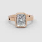 Vídeo 360° del anillo de compromiso HERA solitario radiante biselado en oro rosa