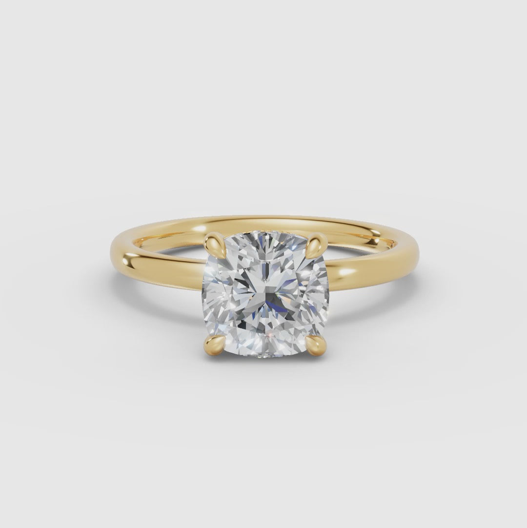 THEIA | Anillo solitario halo escondido cojín