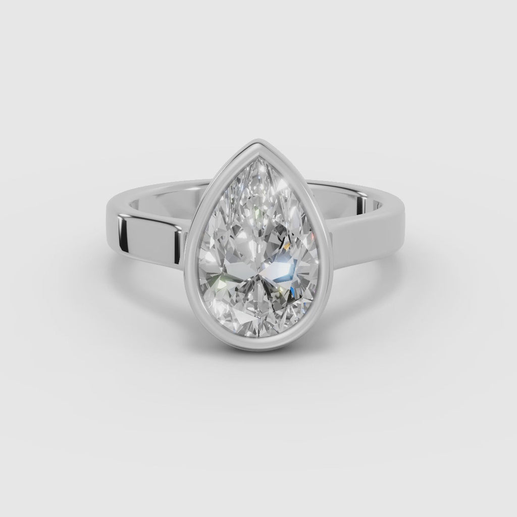 Anillo solitario pera biselado | HERA