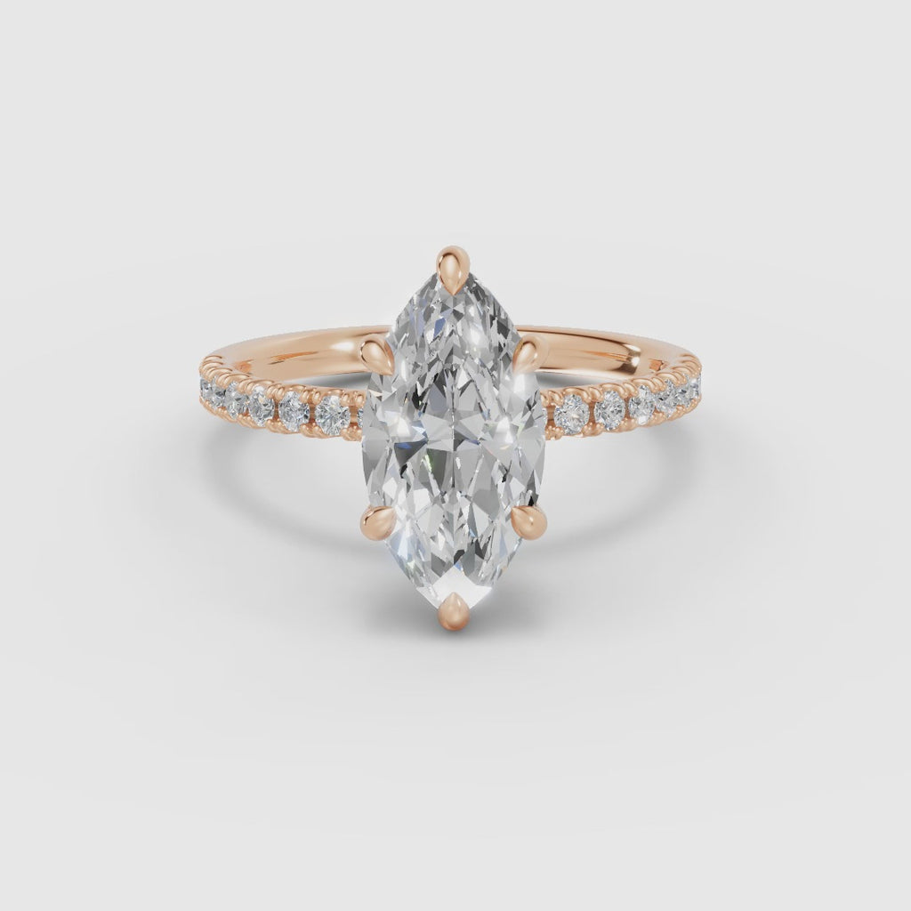 Solitärring mit Marquise-Schliff, Halb-Pavé | AURORA