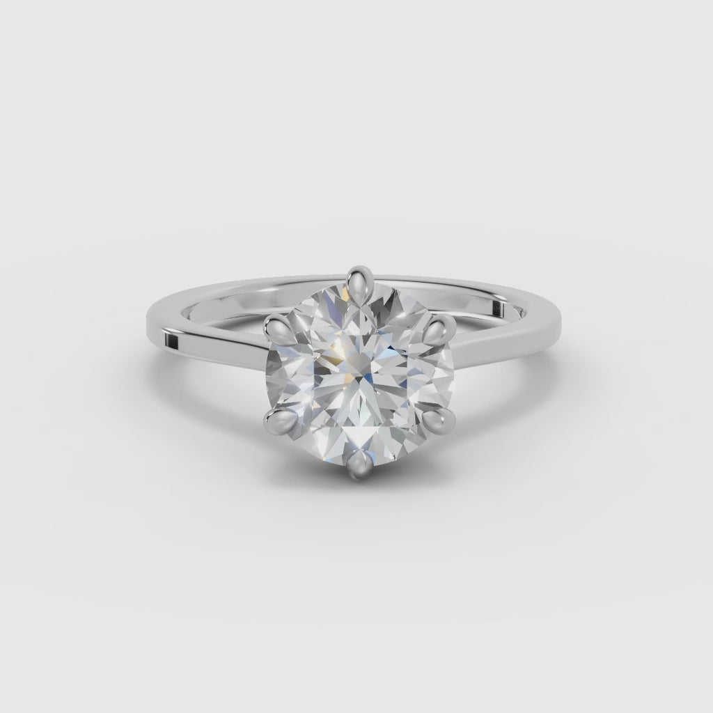 MAGNOLIA | Anillo solitario brillante engaste floral