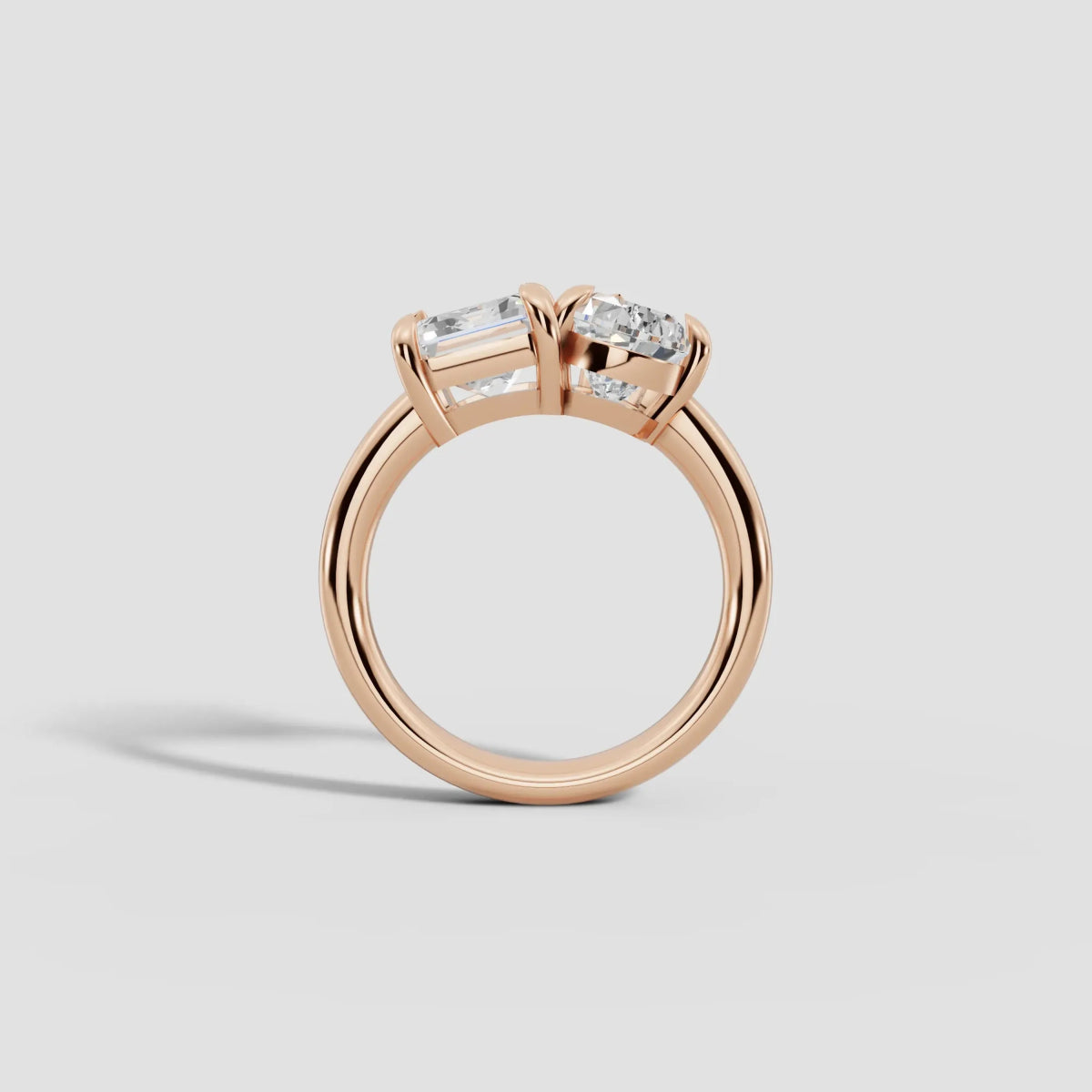 ROMEO&JULIET | Anillo moi et toi pera y esmeralda en oro platino moissanita diamante Oro rosa 14k - Anillo de compromiso personalizado BRAVORA Jewelry