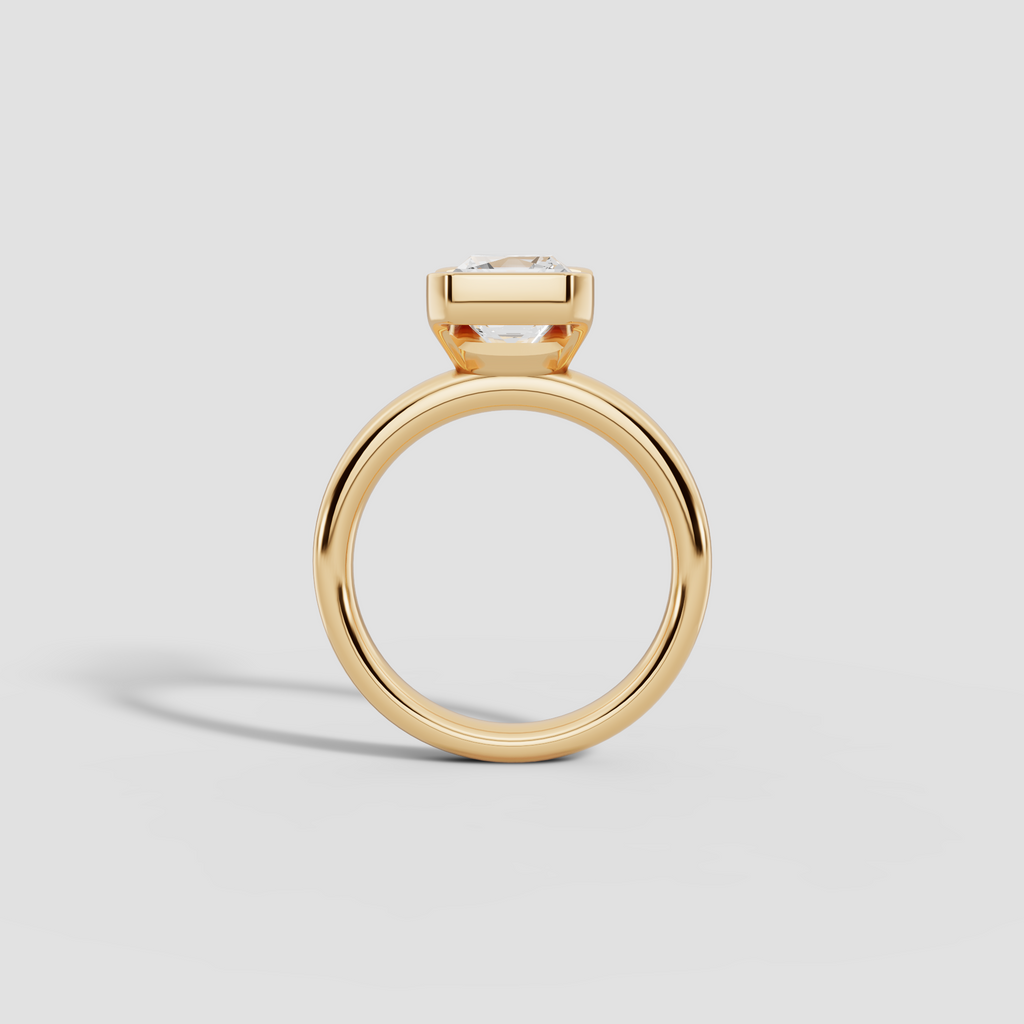 LYRIA | Anillo solitario radiante biselado parcial