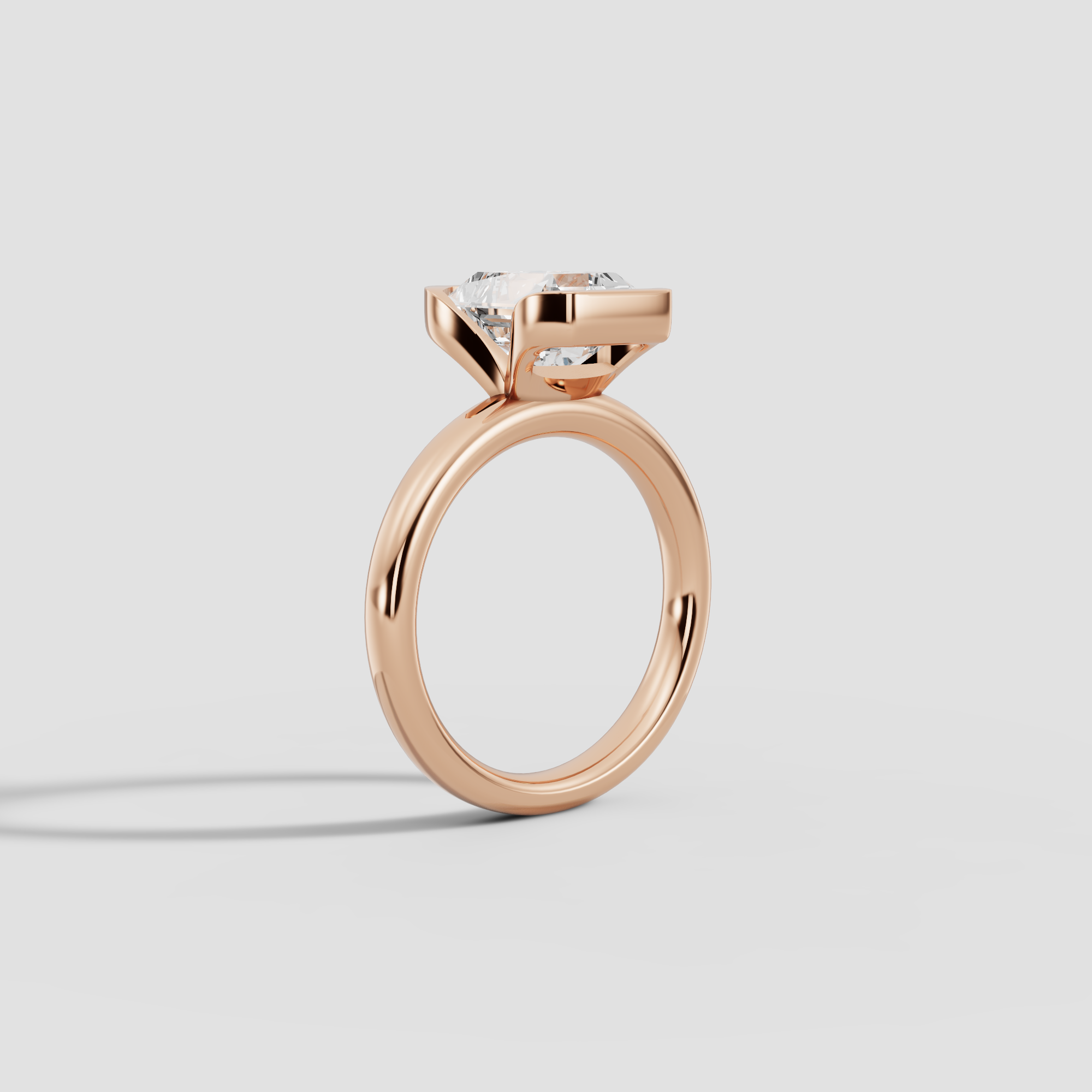 LYRIA | Anillo solitario radiante biselado parcial