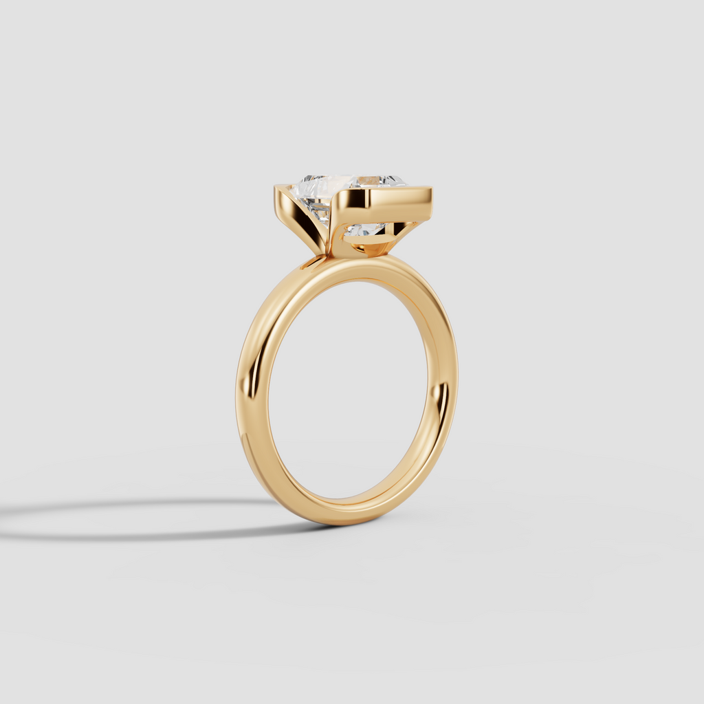 LYRIA | Anillo solitario radiante biselado parcial