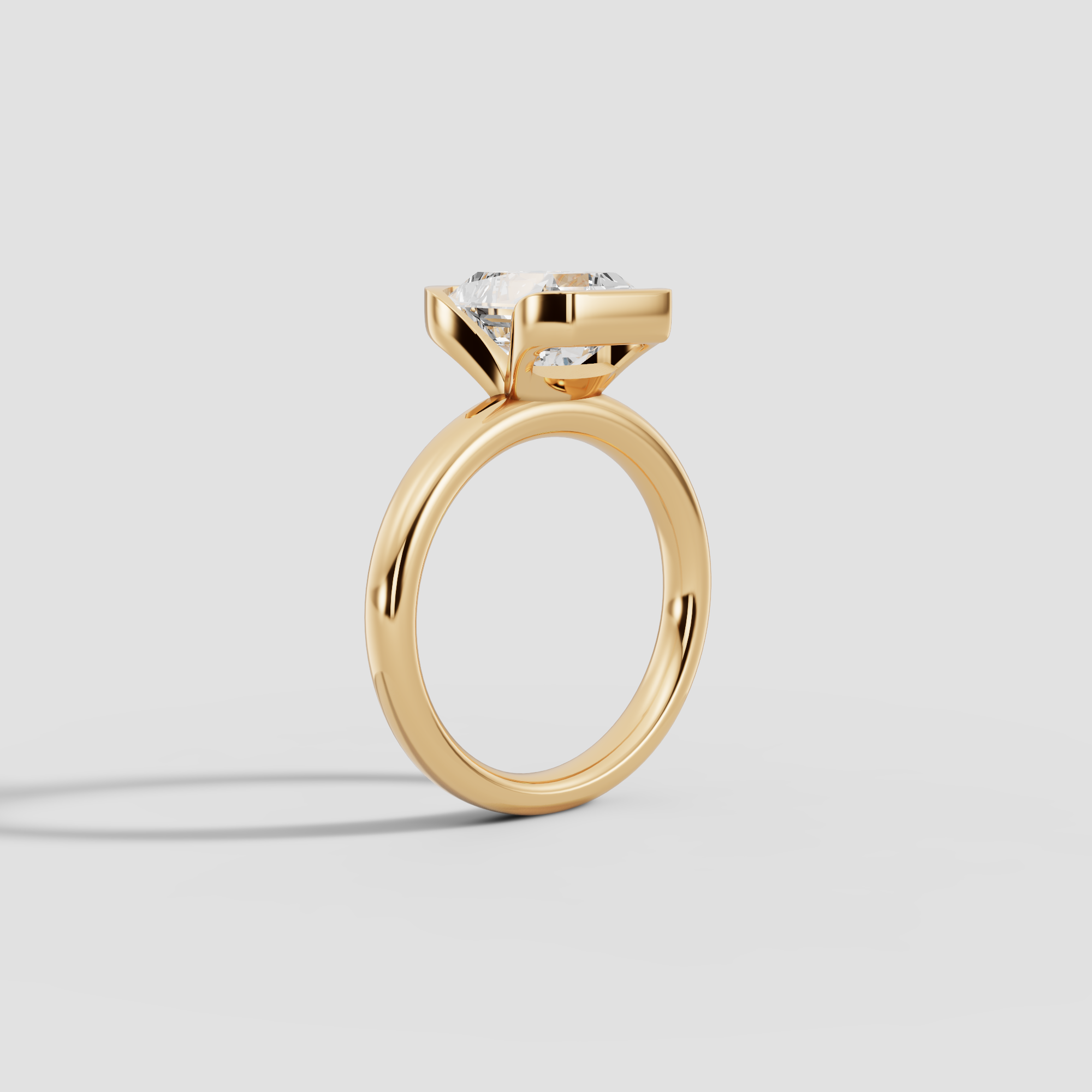 LYRIA | Anillo solitario radiante biselado parcial