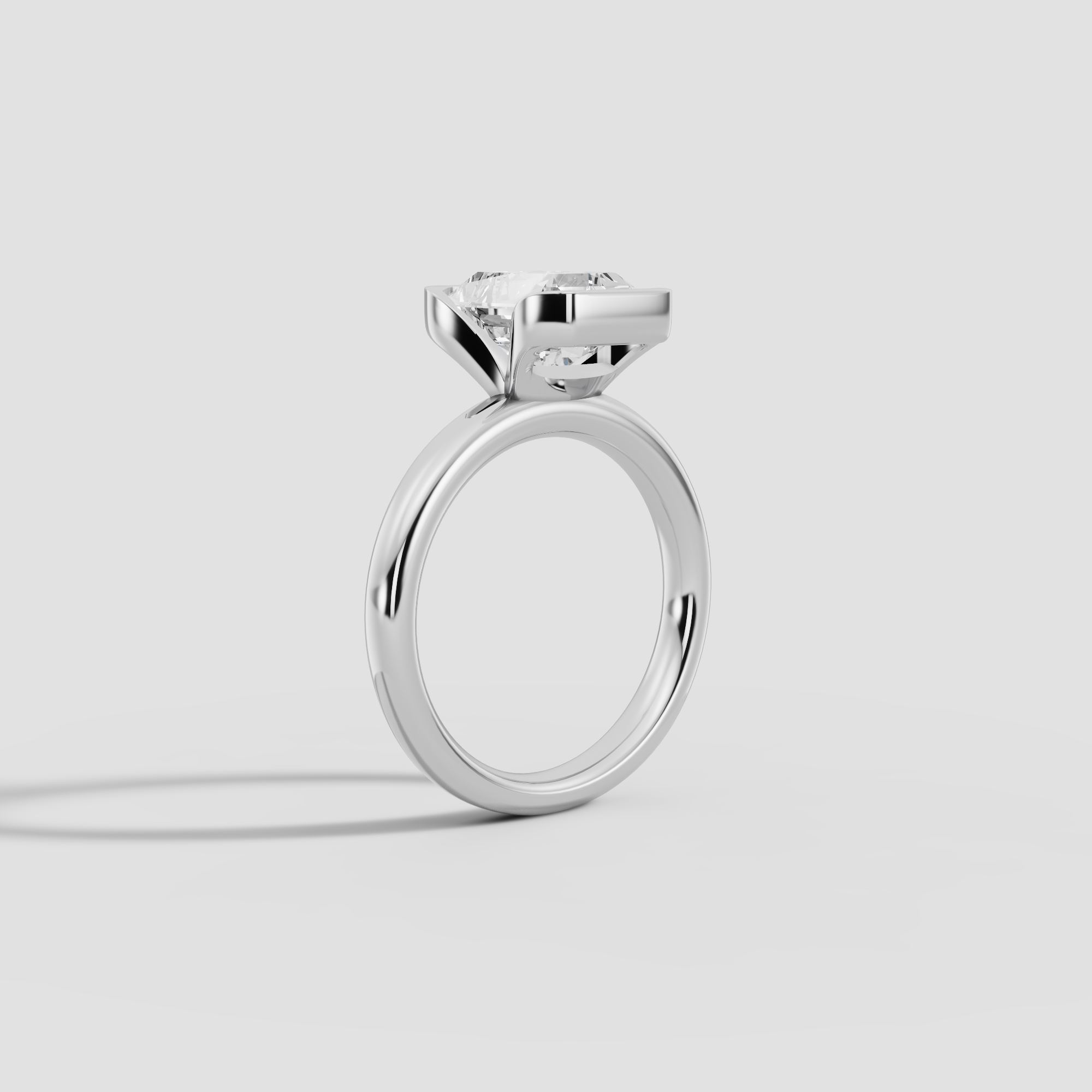 LYRIA | Anillo solitario radiante biselado parcial