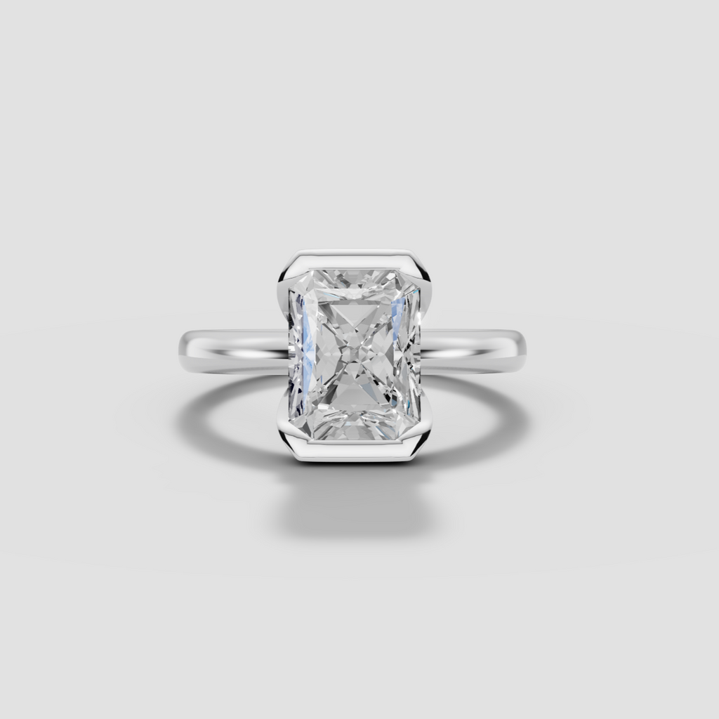 LYRIA | Anillo solitario radiante biselado parcial