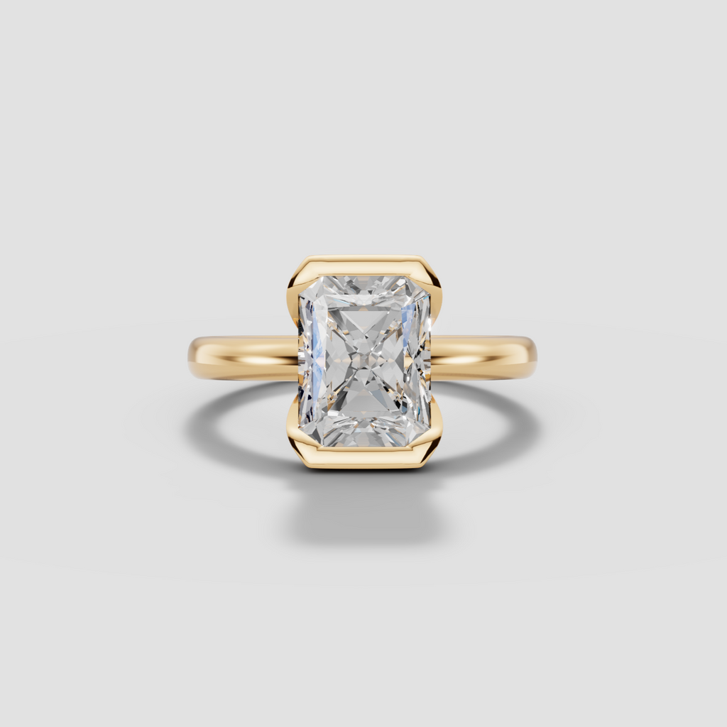 LYRIA | Anillo solitario radiante biselado parcial